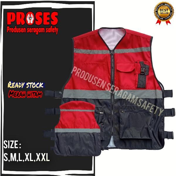 ROMPI SAFETY PROYEK TASLAN KOMBINASI MERAH HITAM/ROMPI SAFETY TERBARU