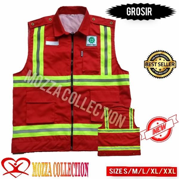 ROMPI SAFETY VEST KERAH HSE MERAH-ROMPI SAFETY PROYEK-ROMPI MURAH