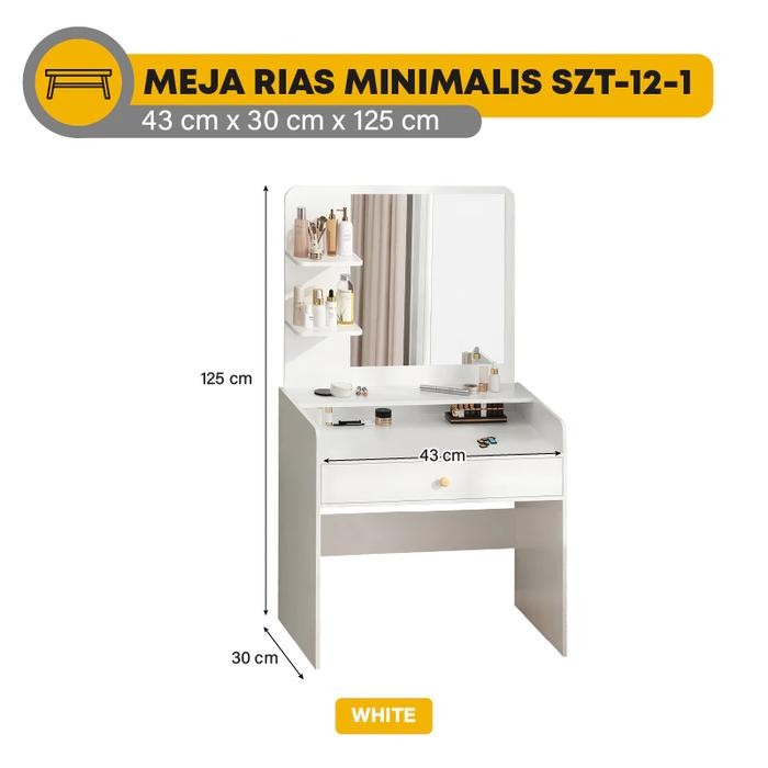 brd Meja Rias Cermin Minimalis Meja Rias Serbaguna SZT-12 Lemari Rak Kosmetik Laci Bahan Kayu