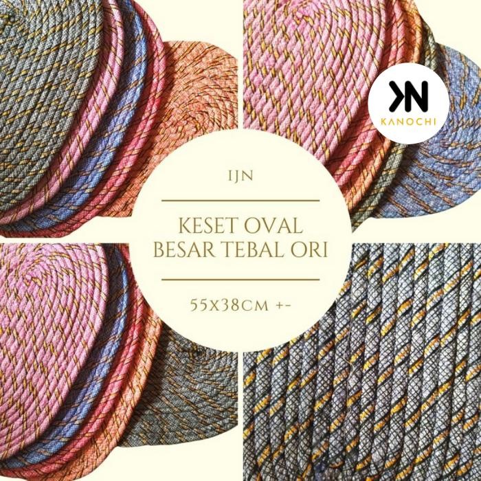 PREMIUM KESET KAKI RAJUT TENUN SULAM ANYAMAN KAIN PERCA OVAL
