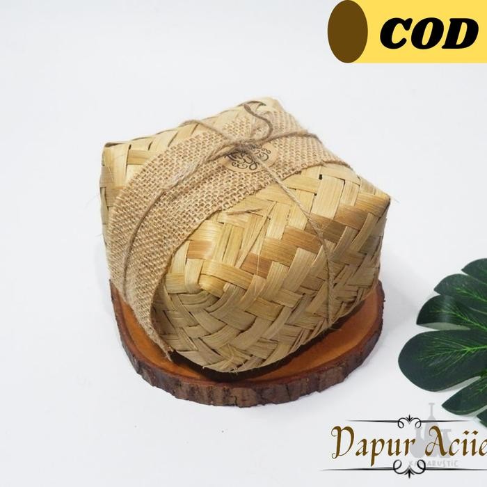 PREMIUM (1 Pasang) Anyaman Besek Bambu 12cm x 12cm Tempat Souvenir Cantik