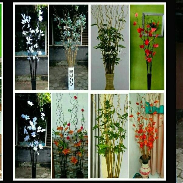 PREMIUM Bunga hias artificial imitasi palsu plastik bambu ulir daun