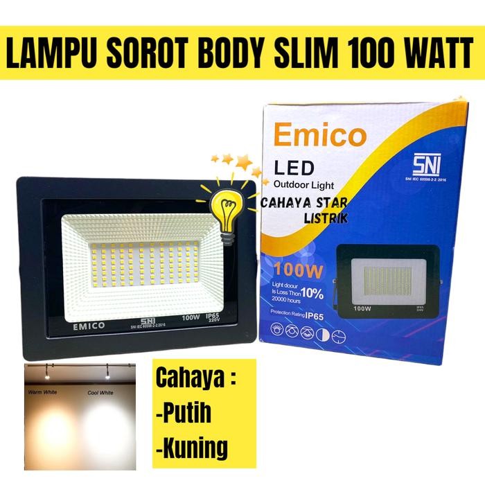 LAMPU SOROT TEMBAK LED PUTIH / WARMWHITE EMICO 100 / 200 WATT