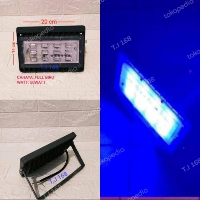 KAP SOROT LAMPU TEMBAK AUDALUX LED FLOOD LIGHT (BIRU) 50WATT SMD