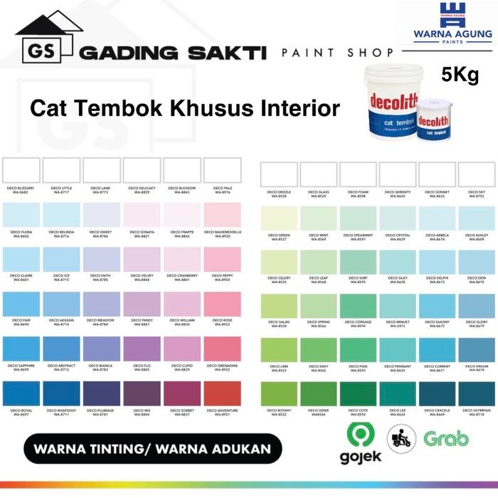 CAT DECOLITH (WARNA TINTING / ADUKAN) / CAT TEMBOK INTERIOR GALON 5KG