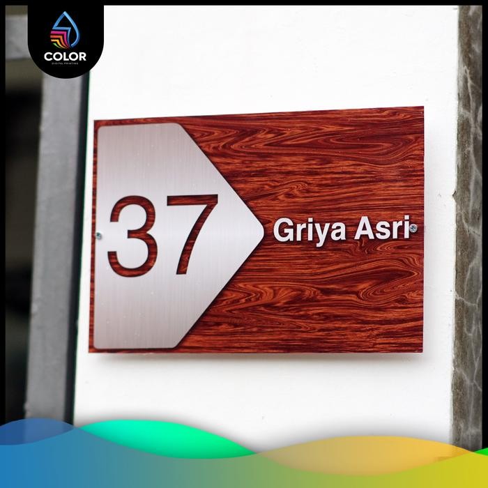 NOMOR RUMAH AKRILIK WOODEN / NOMOR RUMAH MOTIF KAYU STIKER