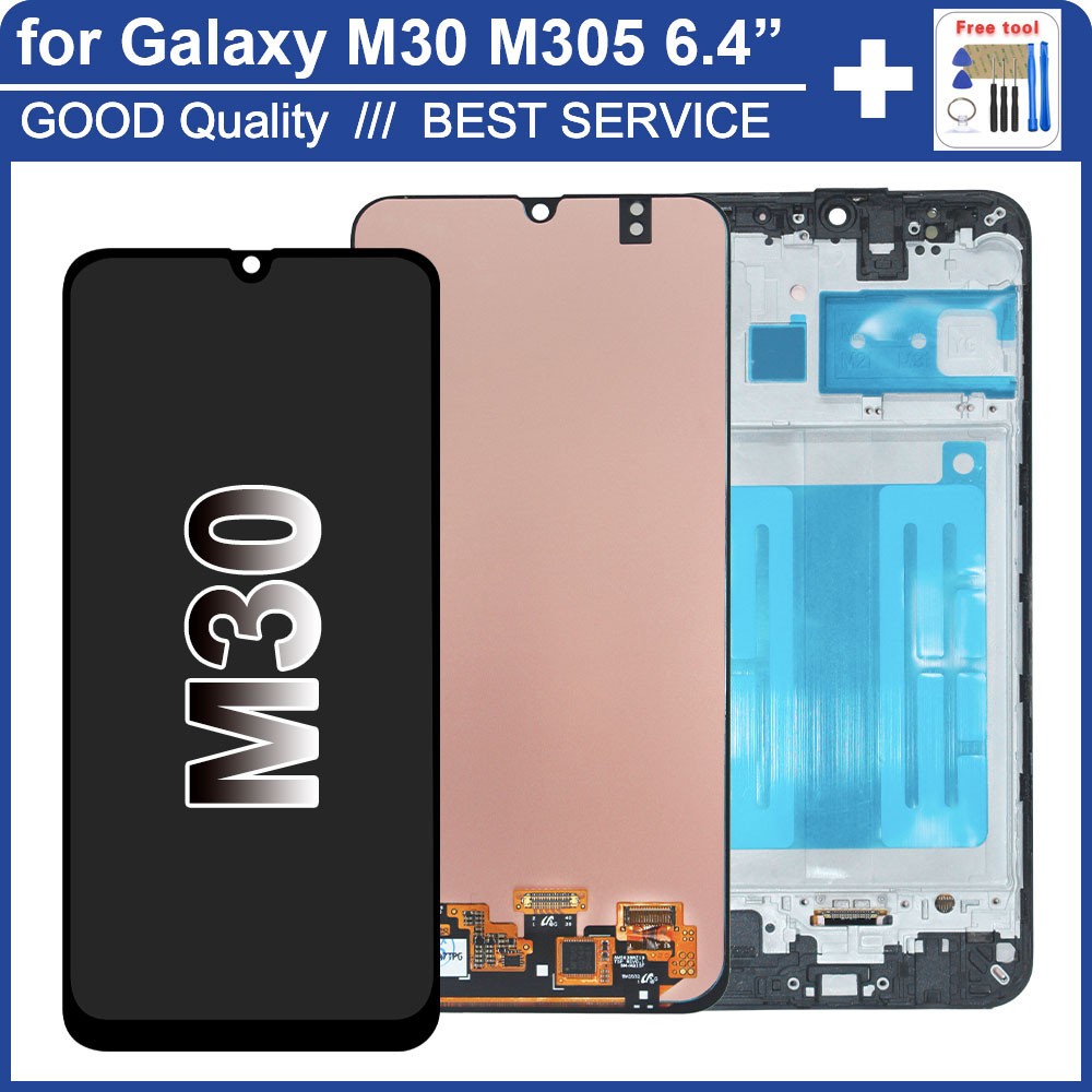 Super Amoled Lcd For Samsung M30 2019 M305F Lcd Display Touch Screen Digitizer Replacment For