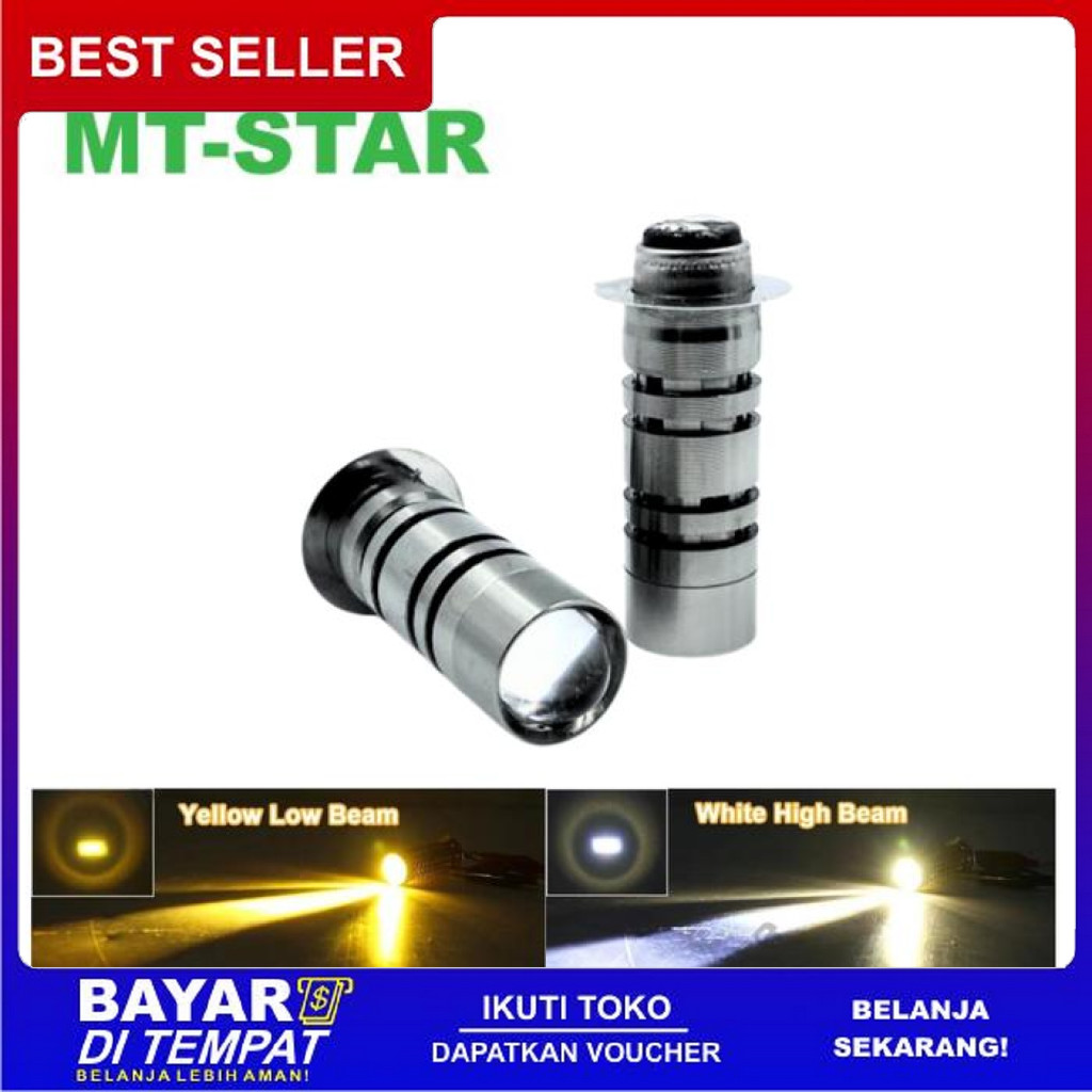 FREE ONGKIR ?MT STAR? LAMPU LED DEPAN MOTOR H6 LASER D2 PUTIH KUNING AC & DC MT STAR MOTOR