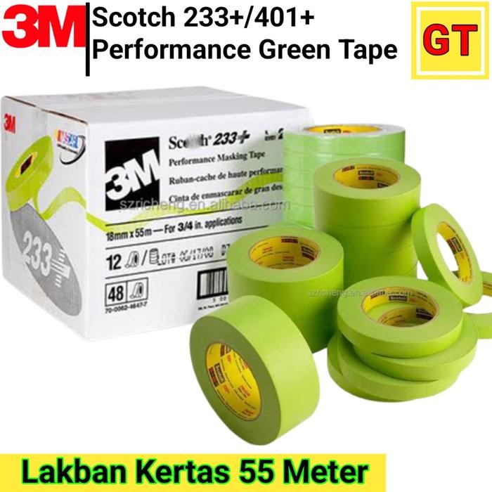 

TERBARU! Masking Tape 3M 233+ Scotch Performance Green Lakban Kertas Hijau