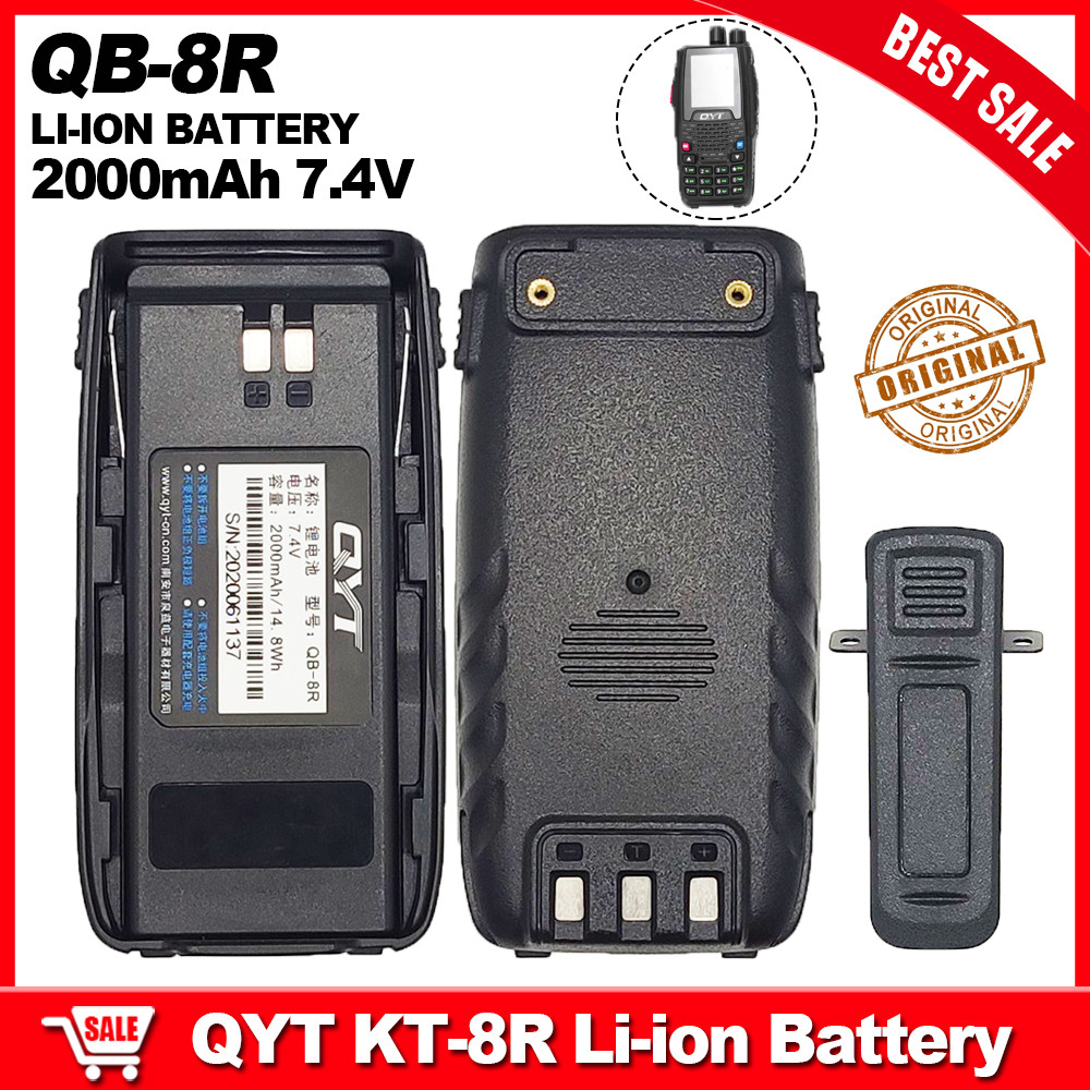 2000Mah 7.4V Qb-8R Li-Ion Battery For Qyt Walkie Talkie Kt-8R Two Way Radios 100% Original Battery
