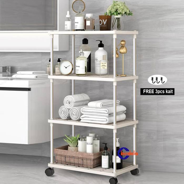 Bedola rak dapur plastik rak susun rak serbaguna 4 layer - Hitam