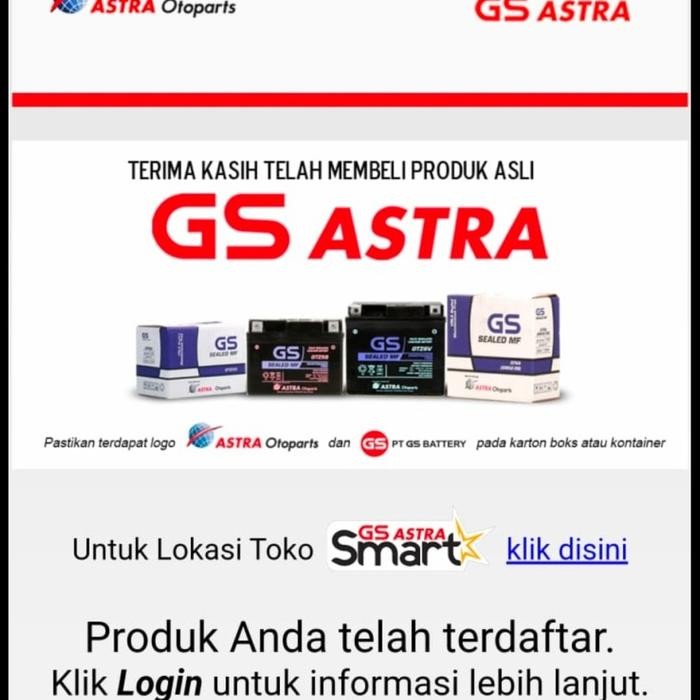 Aki Motor Astra Gs Gtz5S Beat F1 Fi Cw Injeksi Accu Kering Mf Original