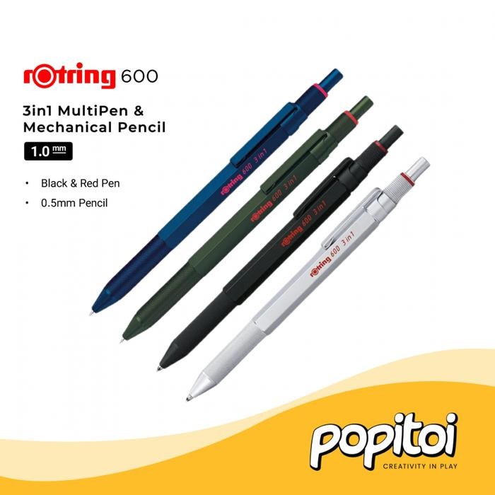 

ROtring 600 Series 3 in 1 Multi Pen & Mechanical Pencil Pulpen Pensil Mekanik 3in1