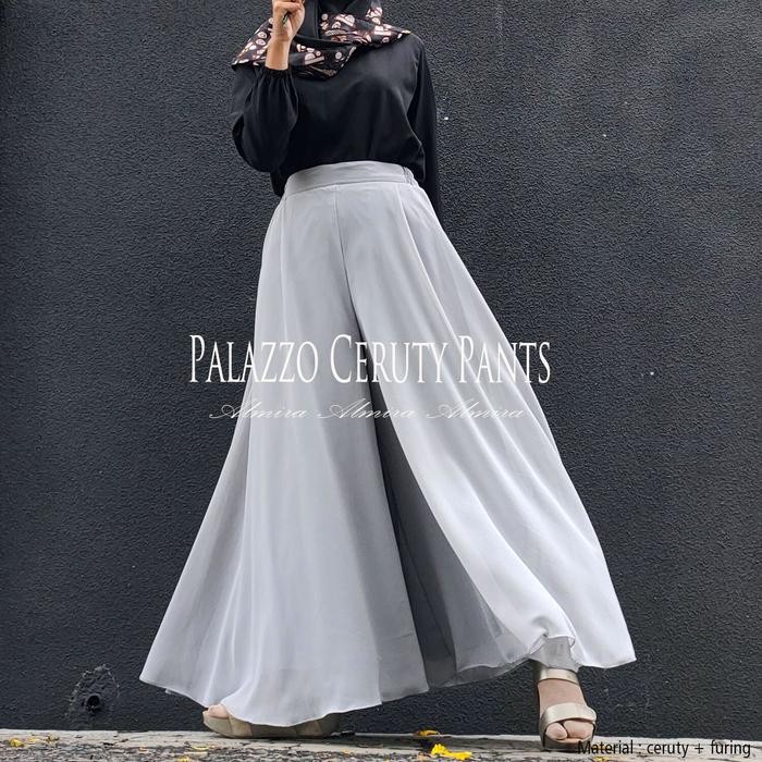 Celana Kulot Panjang Wanita Model Payung Mayung Lebar Palazzo Sifon Chiffon Ceruty Pants