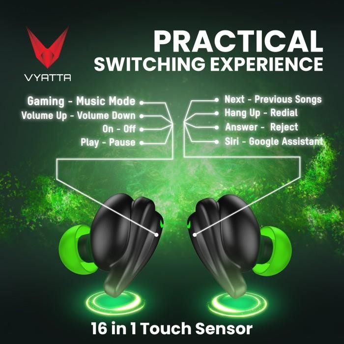 (Expert) Vyatta Airboom Nitro X TWS Bluetooth Earphone -Gaming 40ms,16in1 Touch