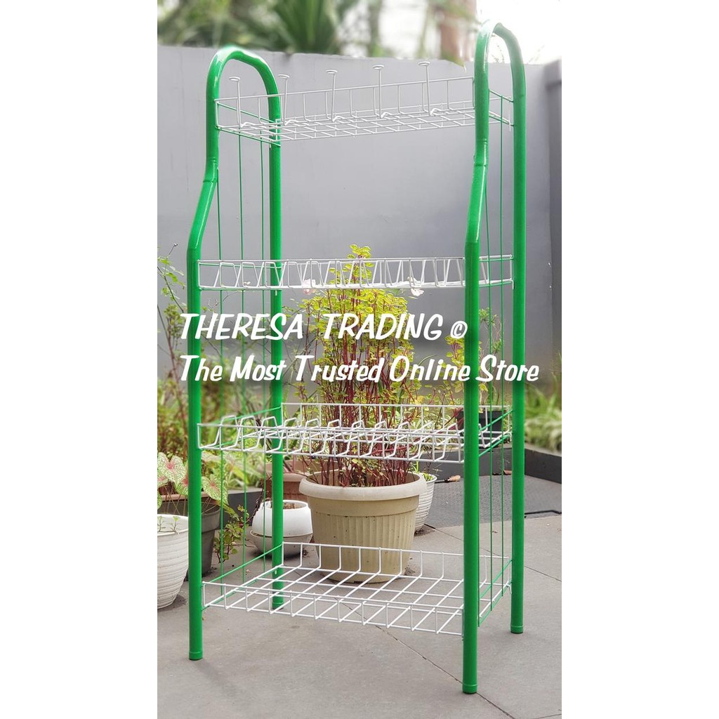 RAK PIRING SUSUN 4 JUMBO DAPUR SERBAGUNA BESI LAPIS PLASTIK COATING