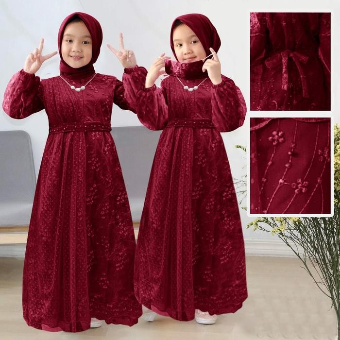Gamis anak perempuan muslim model terbaru gaun pesta anak maxi adila