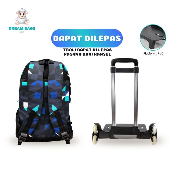 Tas Troli Anak Laki Laki RODA 3 - Tas Trolley Anak SD - Tas Koper Anak