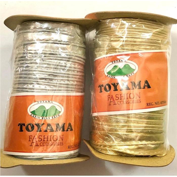 HOT SALE Bisban Isi / Satin Bias Tape / Lis Baju per 1 rol @66 yard EMAS PERAK Silver Gold TOYAMA