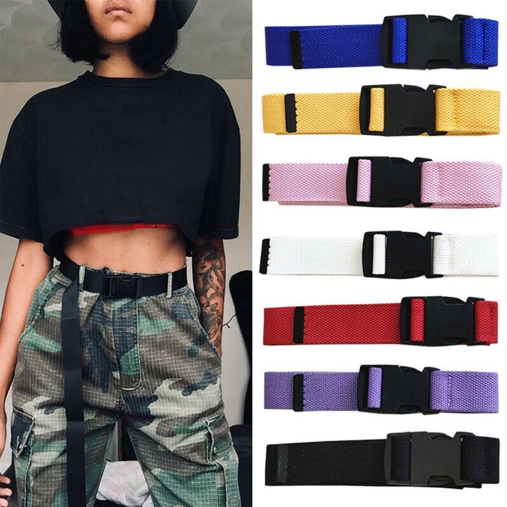 Women Personality Accessories Vintage Multi-Color Canvas Canvas Belt Adjustable Belt Waist Belt