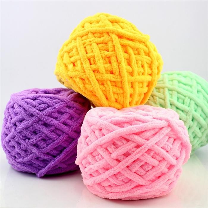 

100gr DIY Benang Rajut Chenille Selimut Hand Knitting Blanket Scarf Soft Acrylic Cotton Yarns Thick