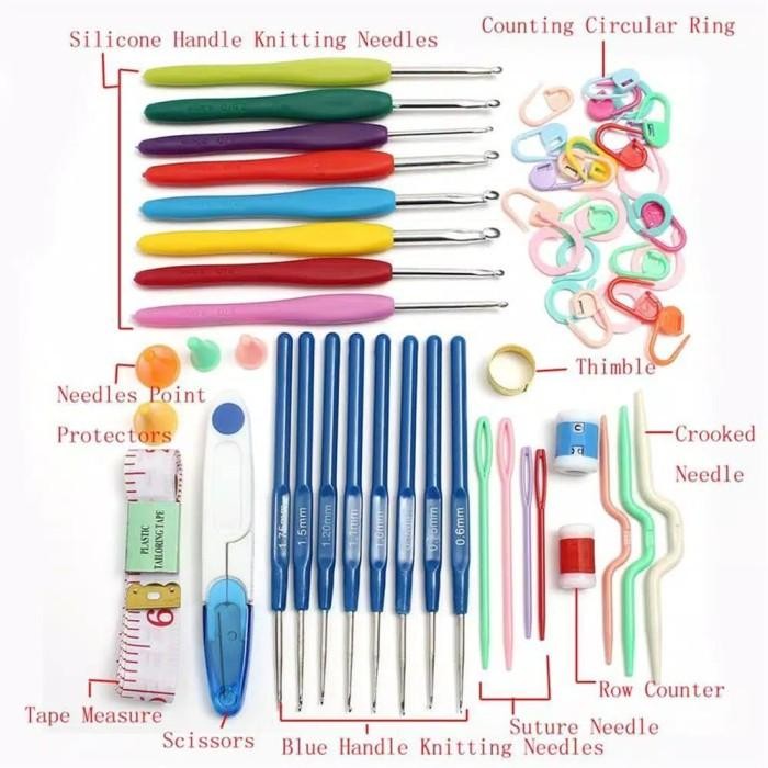 

Set Alat Rajut Lengkap Knitting Set Crochet Set 57 pcs + box