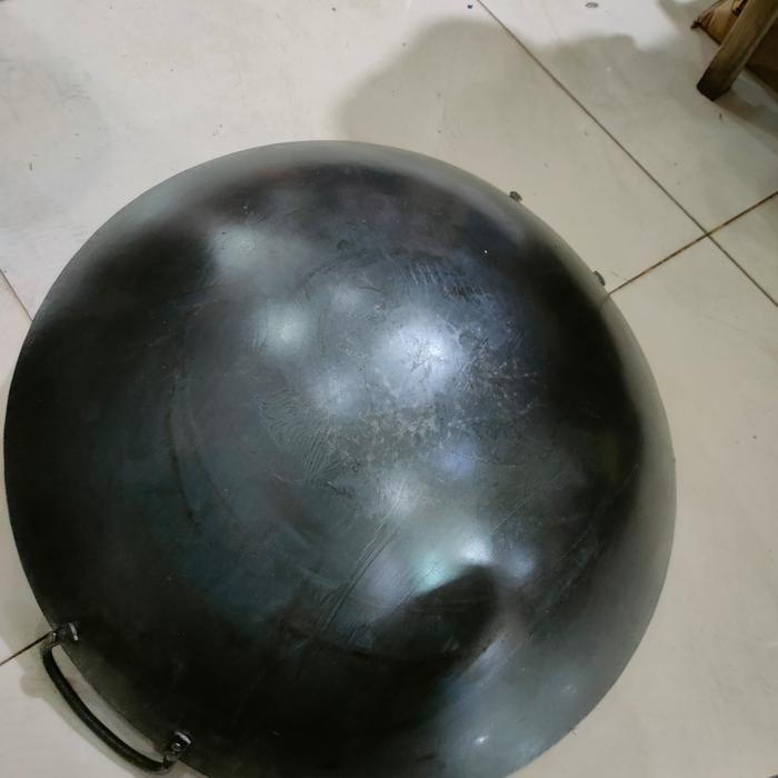 Kuali/Wajan/Wok Nasi Goreng Plat Hitam Baja Uk 45 Cm Tebal