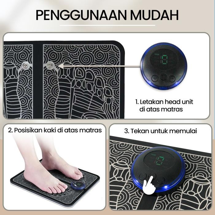 Alat Pijat kaki elektrik Ems Foot Massager rechargeable pad akupuntur