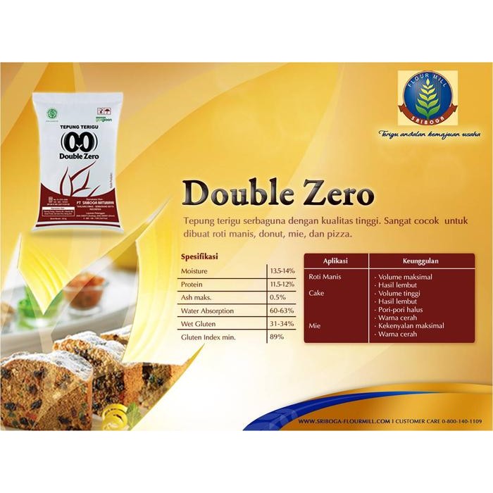 

Tepung Terigu Sriboga Double Zero 1 sak (25 kg) & 20 sak (@ 25 kg) Kualitas Terbaik