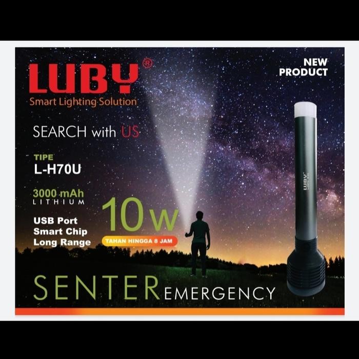 Senter LED Rechargeable 10 Watt Luby L-H07U flashlight