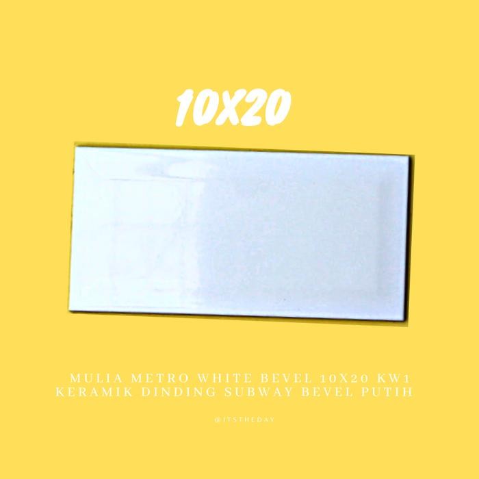 Mulia Metro White Bevel 10x20 1 Keramik Dinding Subway Bevel Putih