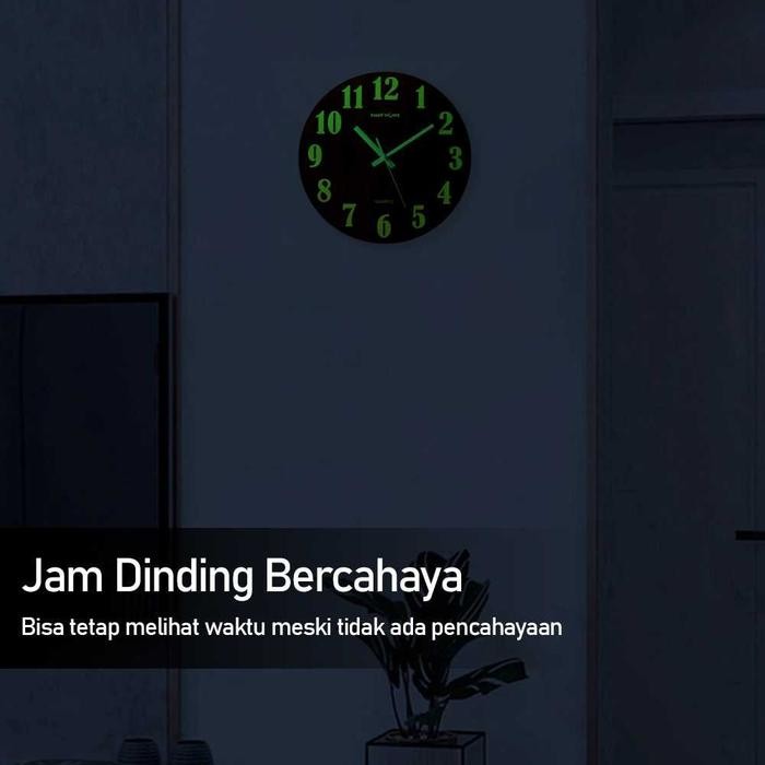 WW Jam Glow In The Dark Nyala Dalam Gelap Tidak Berisik Kayu Aestthetic Angka Analog Kamar Murah