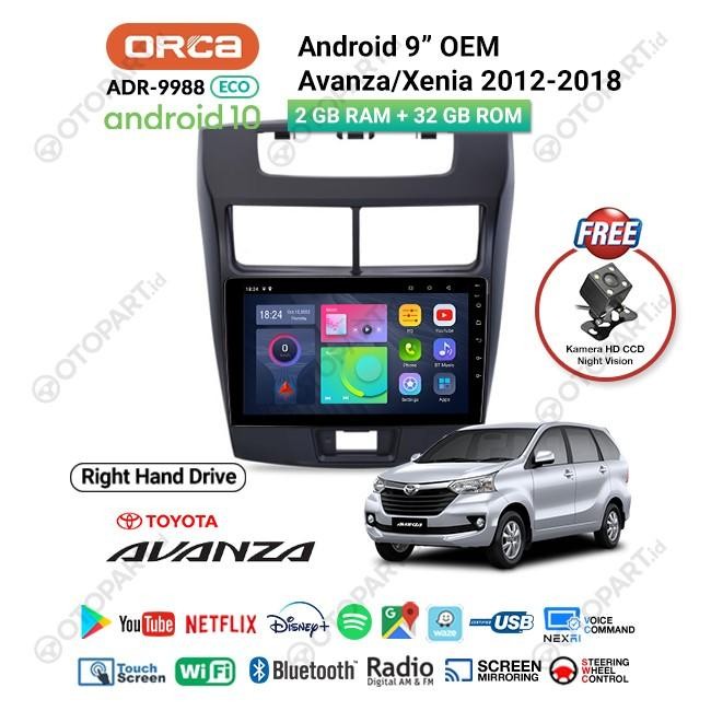 PREMIUM Head Unit TV Android 9 inch OEM + Frame Toyota New AVANZA ORCA