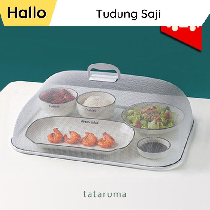 PREMIUM Tudung Saji Stainless Penutup Makanan Meja Makan Bulat Kotak Estetik