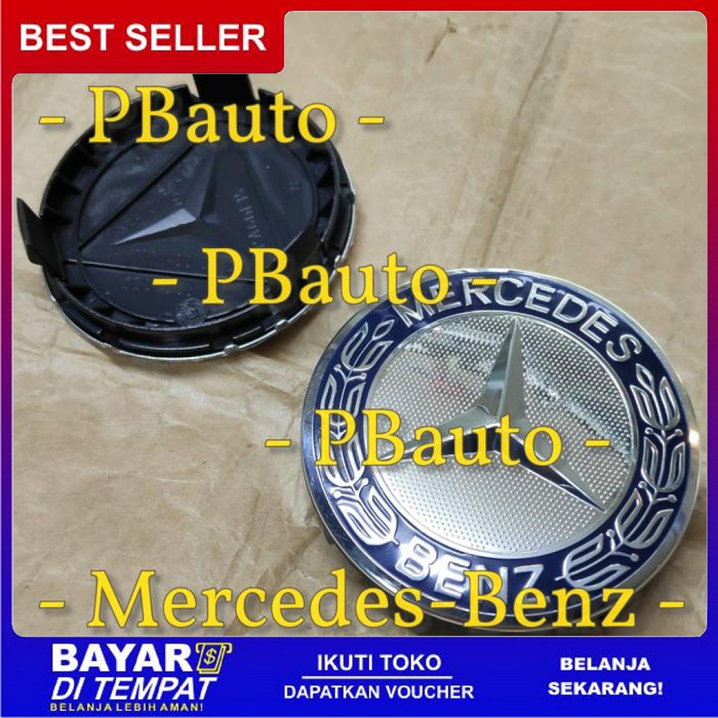 FREE ONGKIR DOP VELG TIMBUL BINTANG PADI BIRU MERCEDES BENZ / DOP MERCY BISA COD