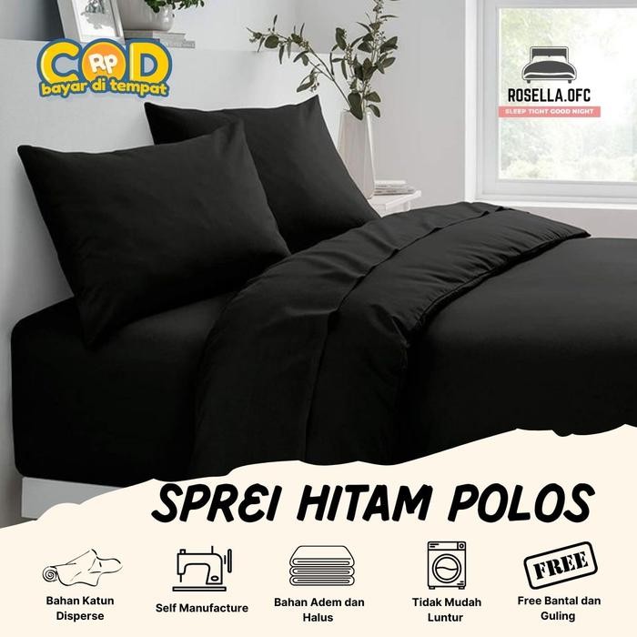 ASLI Sprei Hitam Polos Emboss Estetik Seprei Aesthetic Rosella Premium READY STOCK