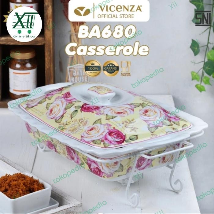 VICENZA BA~680 Rectangular Food Warmer Wadah Saji Prasmanan Keramik Kode 1392