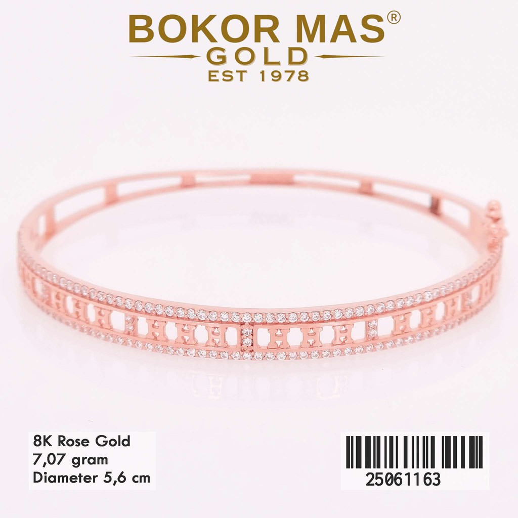 Gelang Kaku Bangkok Permata Rose Emas 375 8K 25061163 - BokorMas Gold