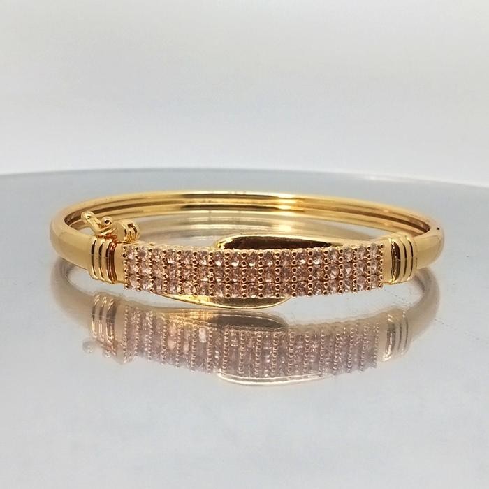 Gelang tangan wanita emas permata bangle titanium all size anti karat realpict cantik fashion