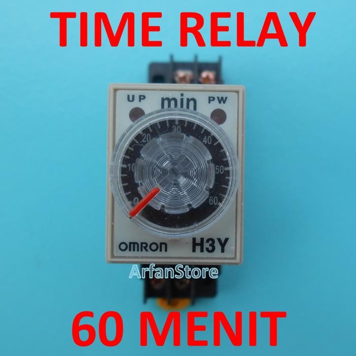 TDR 60 Menit Time Delay Relay Timer Penunda Waktu AC 220V H3Y-2 Omron