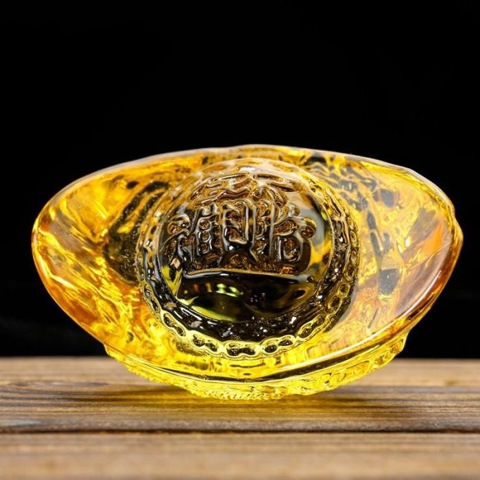 Promo Yellow Crystal Yuan Bao Feng Shui Yuan Bao Dekorasi Yuan Bao Ornamen Feng Shui Kristal Kuning