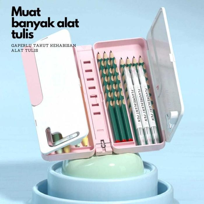 

K002 Kotak Pensil Lipat Multifungsi / Tempat Pensil Serbaguna Dengan Papan Tulis Dan Tatakan Buku /