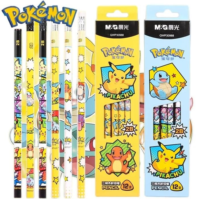 

READY 12pcs/Box Pokemon Anime Pencil Pikachu Kids Stationary Cartoon