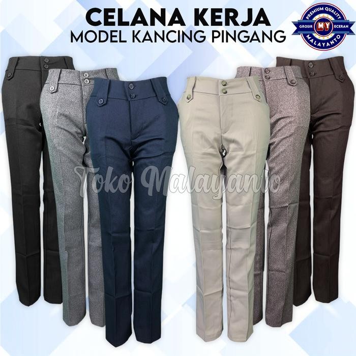 

Celana Panjang Wanita Baru Span Kantoran Clana Formal Clasik Model Kancing Pingang Bawahan Perempuan