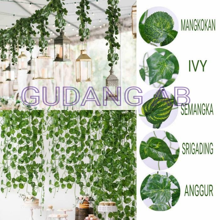 DAUN RAMBAT PLASTIK BESAR DAUN PLASTIK TANAMAN RAMBAT PLASTIK 2 METER