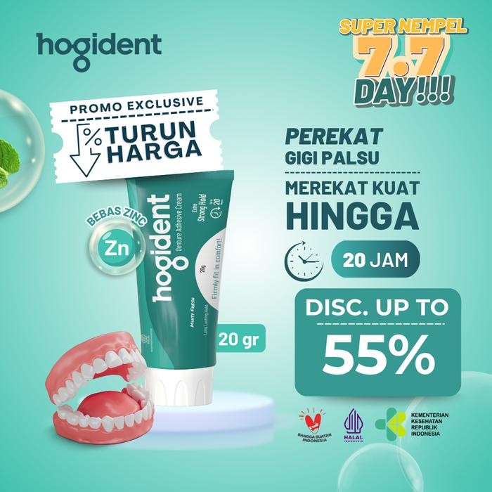

[SUPER HEMAT] Hogident Lem Perekat Gigi Palsu Tahan hingga 20 jam - 20gram
