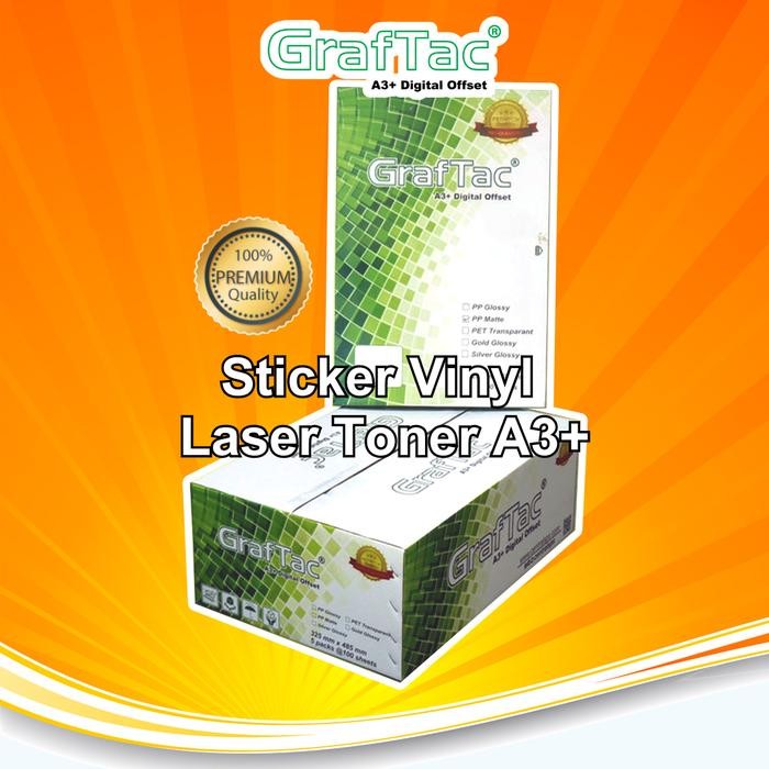 

Graftac Sticker Vinyl PP White Gloss Matte - PET Transparan A3+ Stiker Digital Print Laser Toner