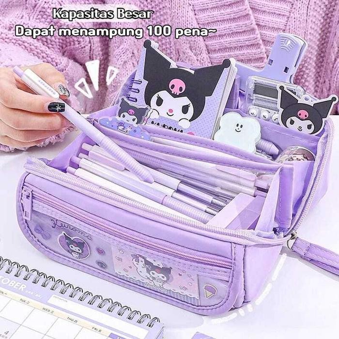 

BEST SELLER Tempat Pensil Sanrio Kuromi Cinnamorol Melody / Kotak Pensil 9 Lapis Penyimpanan Alat