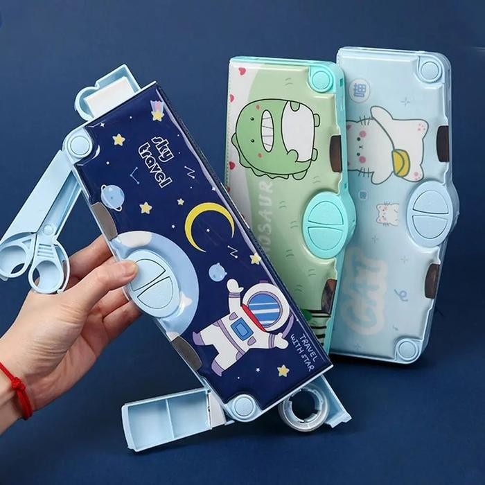 

Kotak Pensil Pola Astronot Kartun Lapisan Ganda dengan Rautan Kapasitas Besar - Stationery, Belajar