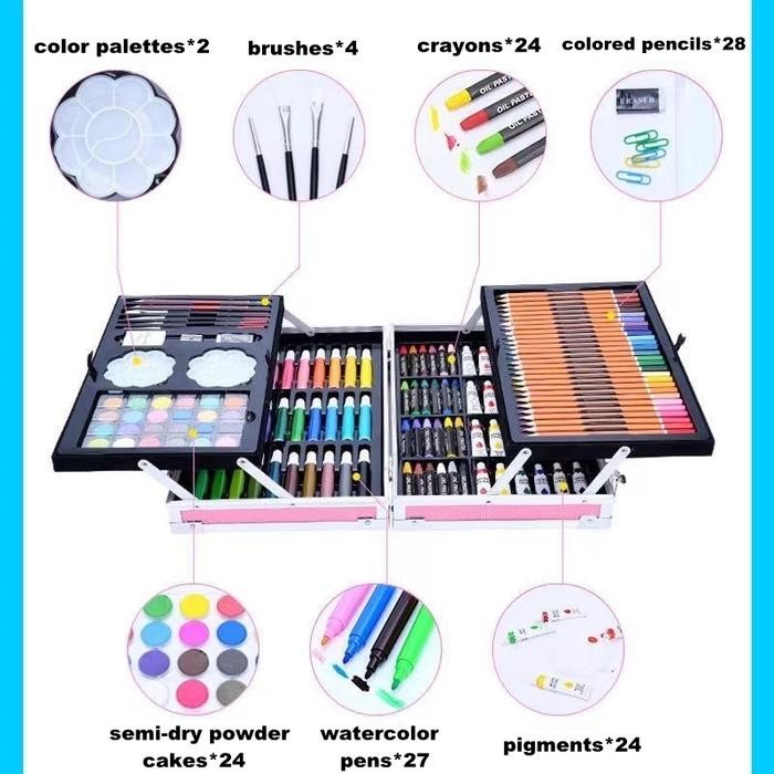 

Crayon Art Set Koper Crayon Mewarnai Anak Alat Lukis Sekolah 145 Pcs Gratisongkir